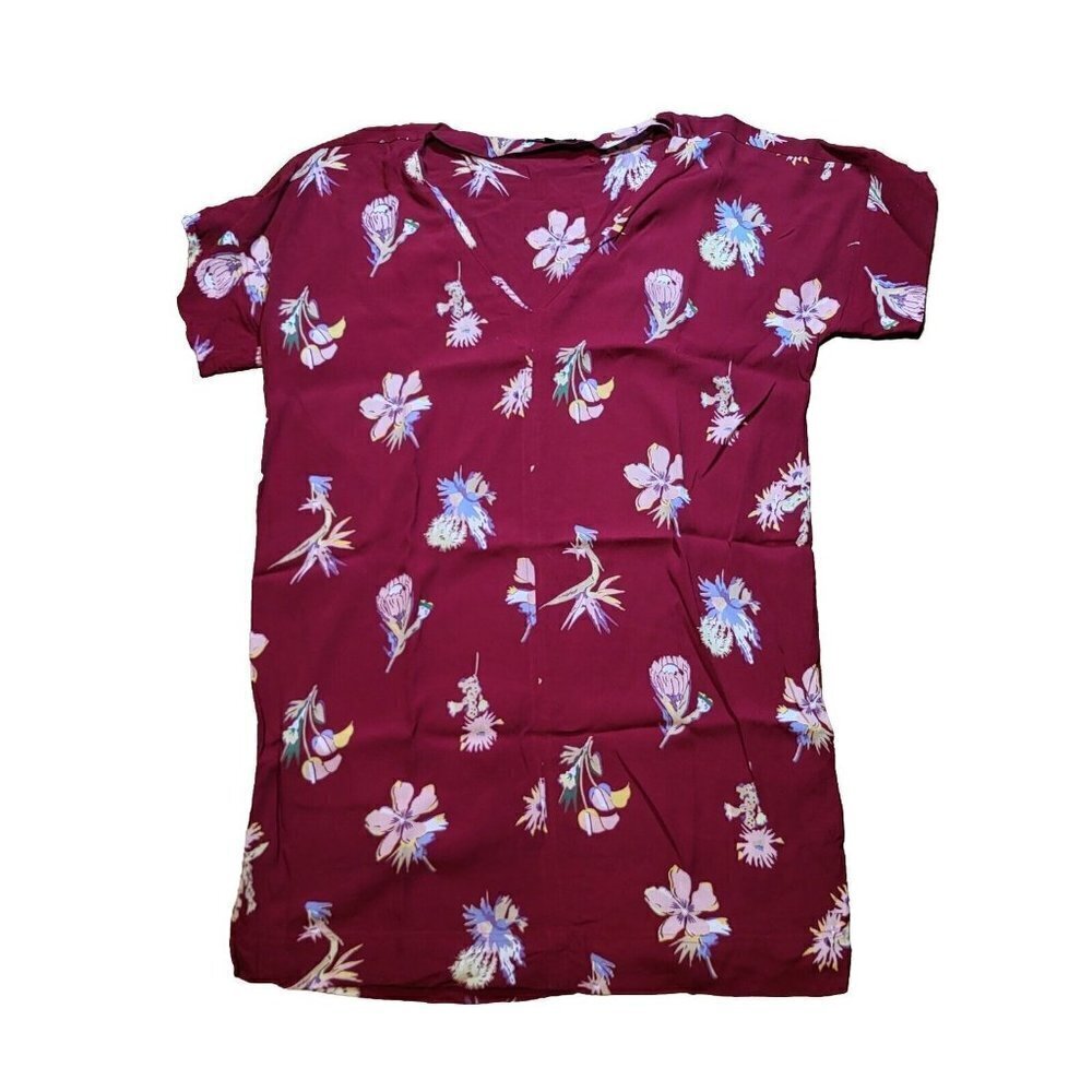 Madewell Burgundy Floral Tee Dress